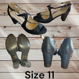 David's Bridal Blue Glitter Wedges